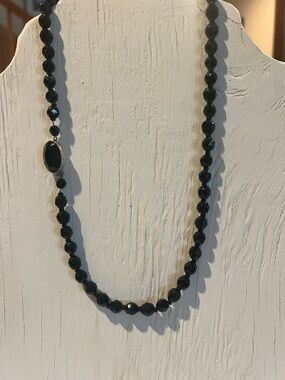 Vintage Black glass beaded Necklace